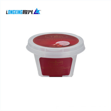 Round Lid Square PP Ice Cream Container with Spoon Inside